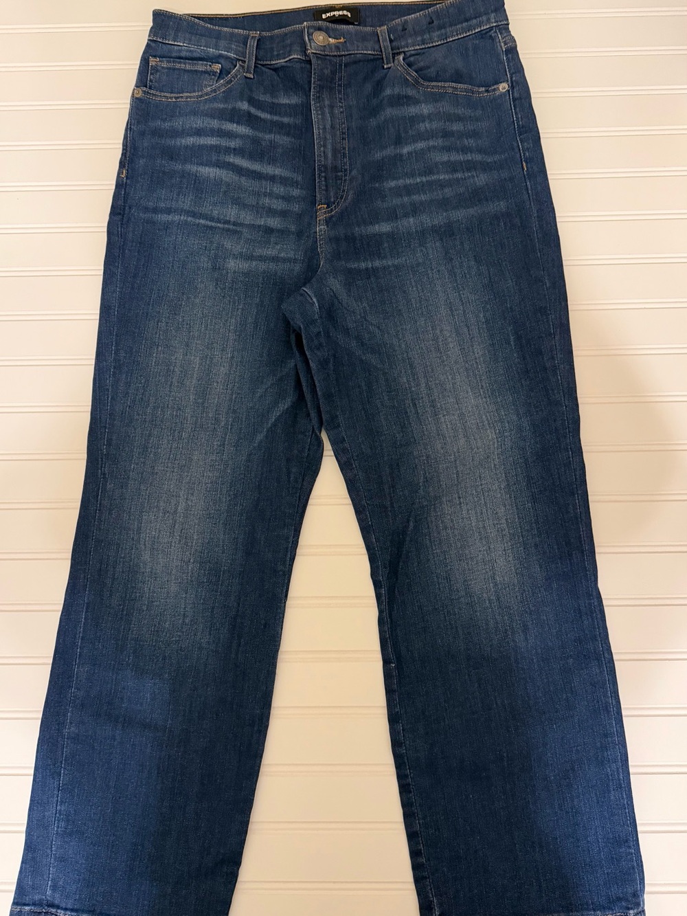 Express Women's Dark Blue Straight Ankle Jeans Size 12